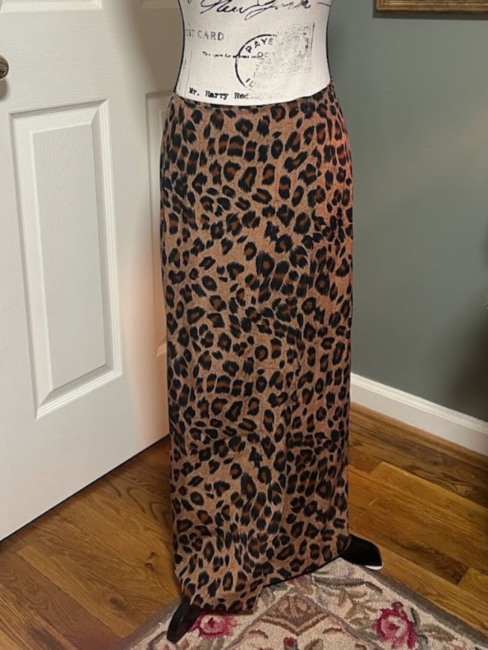 Vintage AGB Byer California SZ S Animal Print Wrap Maxi Skirt 90s Grunge Punk